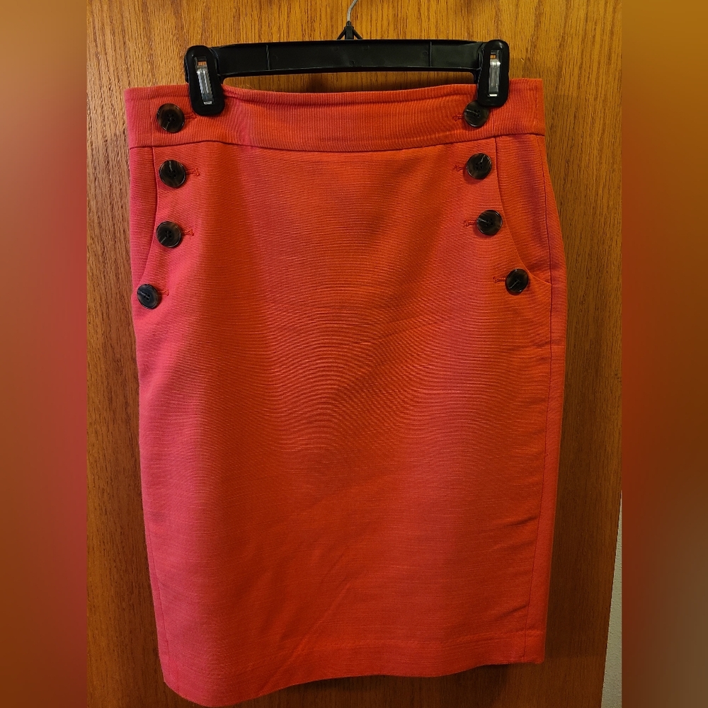 Loft EUC orange pencil skirt size 6